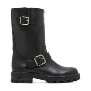 NWOT Steve Madden Gleeson Moto Boots Women’s 6M Black Leather Buckle Riding